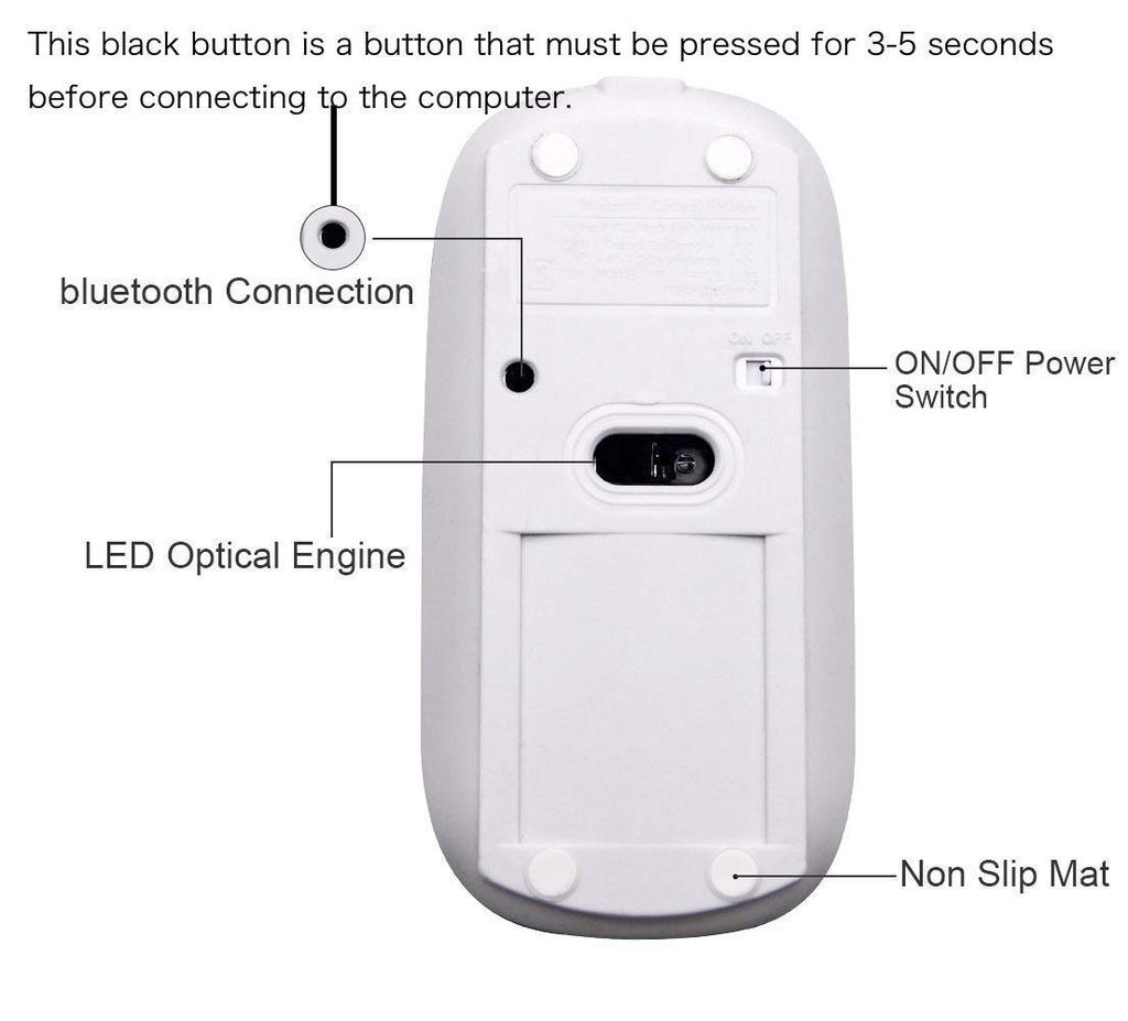 KLO Bluetooth Mouse for MacBookLaptopNotebookPCiPadChromebook, Wireless Mouse for MacBook AirPro (Silver)
