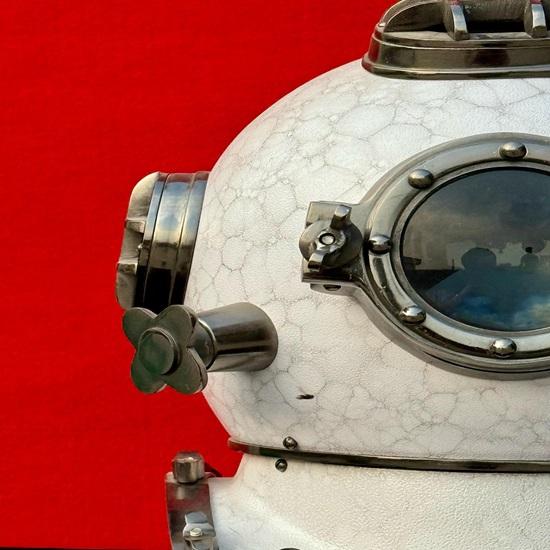 White Scuba Diving Helmet Mark V 45.72 Cm Maritime Ship's Decorative Helmet Best Décor Gift
