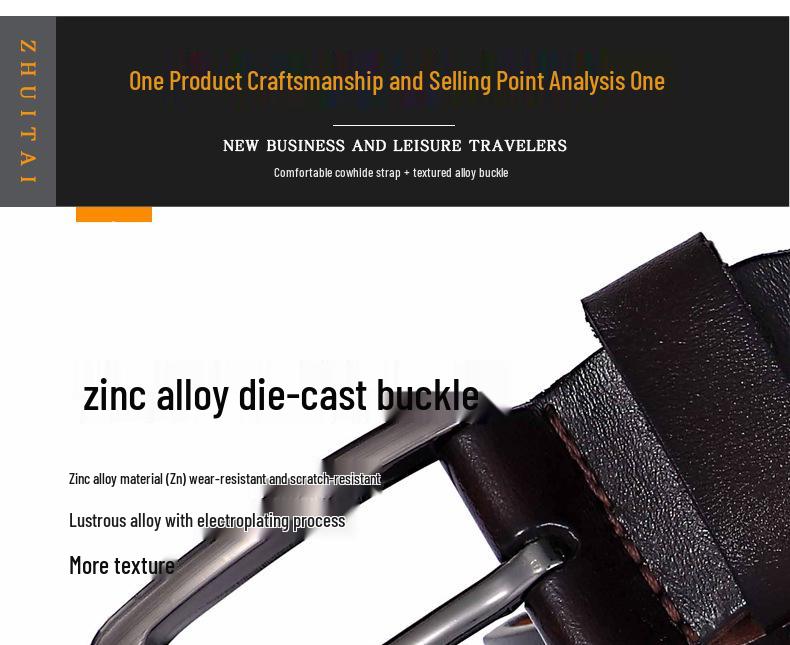 Men's Retro Pin Buckle Leather Belt - Genuine Cowhide, Plus Size