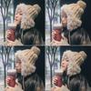 Women's Korean Style Cute Pom-Pom Earflap Hat - Autumn/Winter Warm Woolen Rabbit Fur Knit
