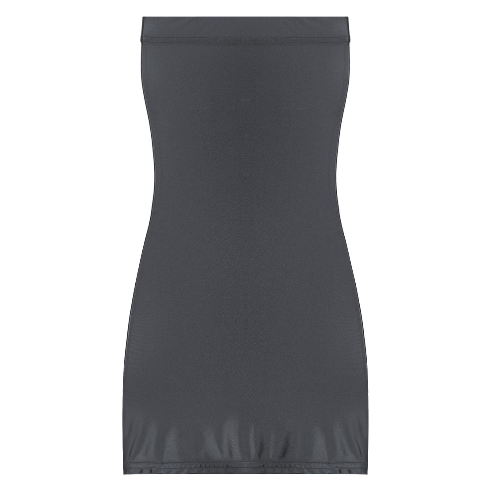 

Жіноча сукня міні без бретелей з високим блиском, еластична, облягаюча, клубний одяг для вечірок L темно-сірий колір