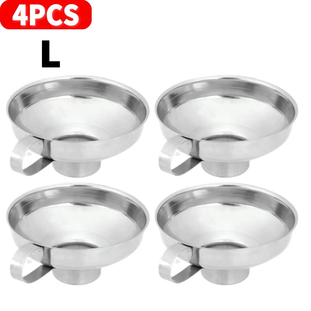 1-5Pcs Stainless Steel Wide Mouth Canning Funnel Hopper Filter Leak Wide-Mouth Can for Oil Wine Kitchen Cooking Tools