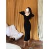 Spring and Autumn New Temperament Royal Sister Skinny Red Pure Desire Wind Buttocks Long Dress New Robe Suspender Chain