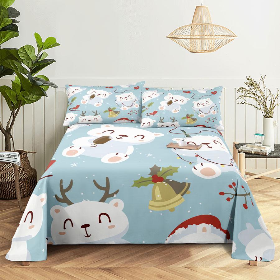 Julesengesett og putevar Sengetøy Laken Dynetrekk King Queen Size for enkeltdobbeltsenger 220x240 Twin Full Tynt Mykt