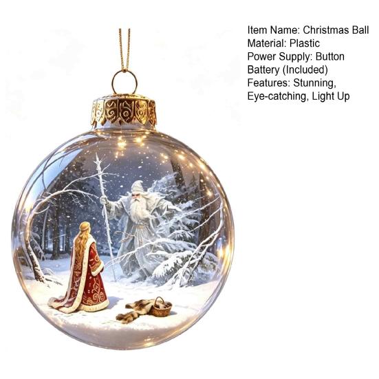 Palline di Plastica per Festa Ornamento Luminoso Storia di Natale, Palla Appesa 3D Luminosa con LED Caldo, Mini Decorazione Festiva da Interno/Esterno Festività