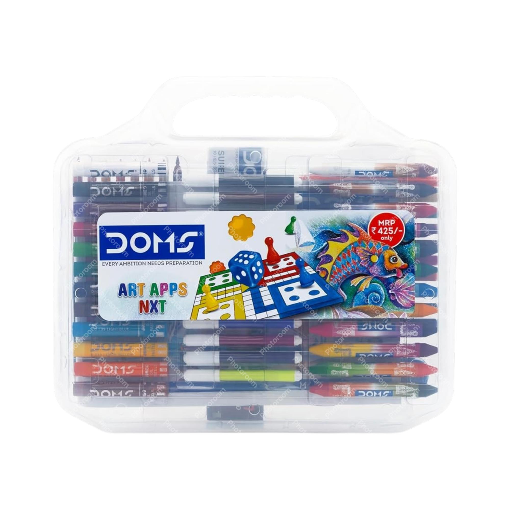 

Doms Art Apps Nxt Kit with Plastic Carry Case School Art & Craft Stationery Set for Kids Gifting 9 in 1 Creative Kit