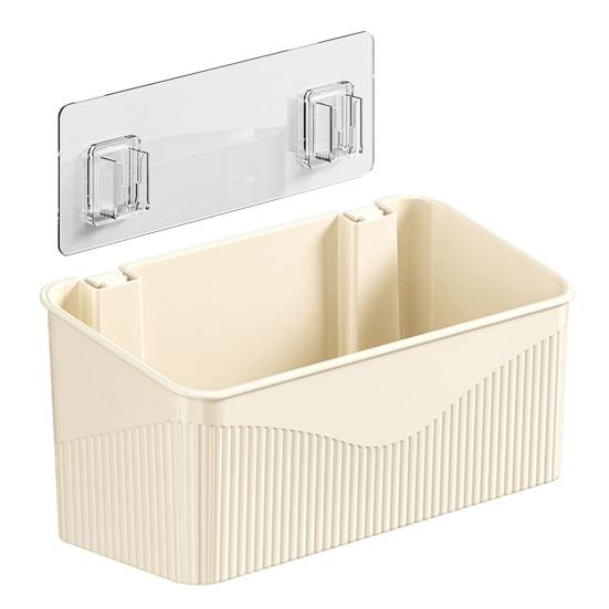 Wall Mount for Small Items Wall-mounted Storage Rack, Transparent Plastic Space Saving Organizer Bin, Multi Purpose Self Adhesive No Drill Container