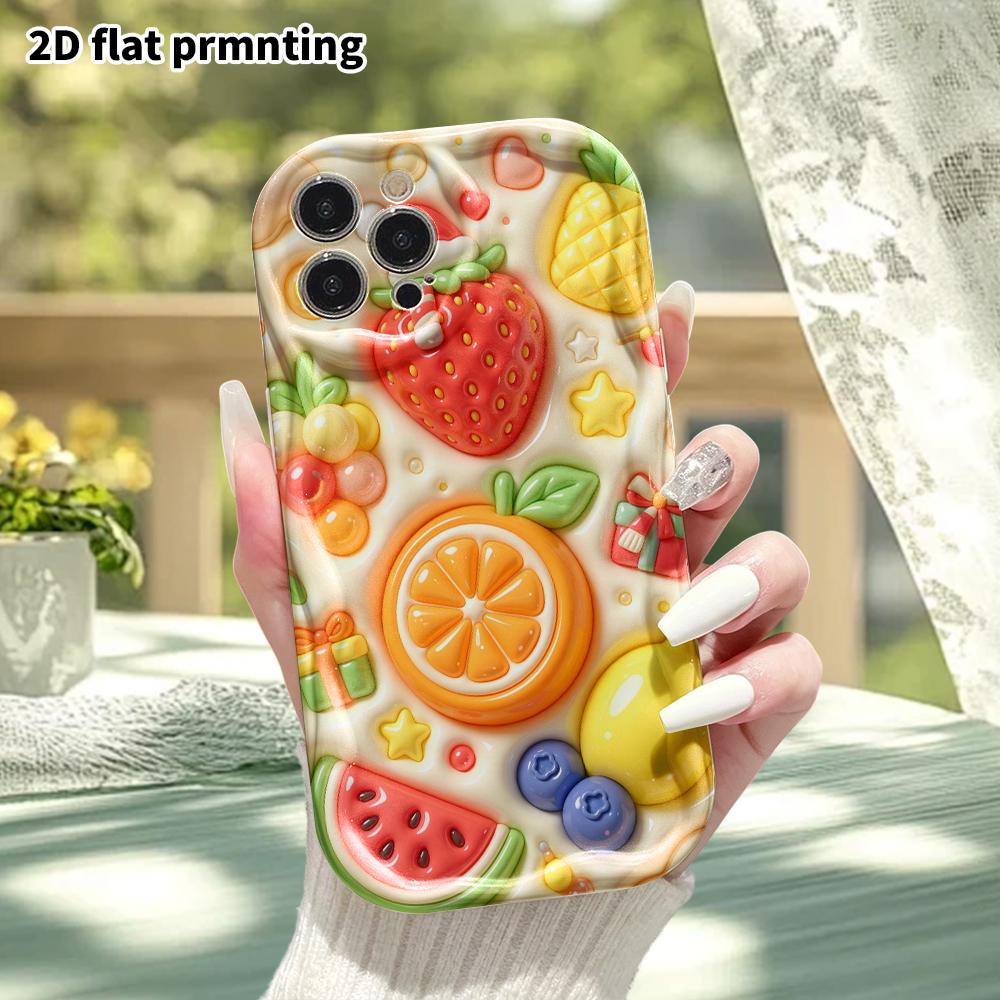 Phone Case: 2D flat design, suitable for iPhone 18, 17, 16, 15, 14, 13 Pro protective cases, Christmas fruit platter, perfect Christmas and Halloween