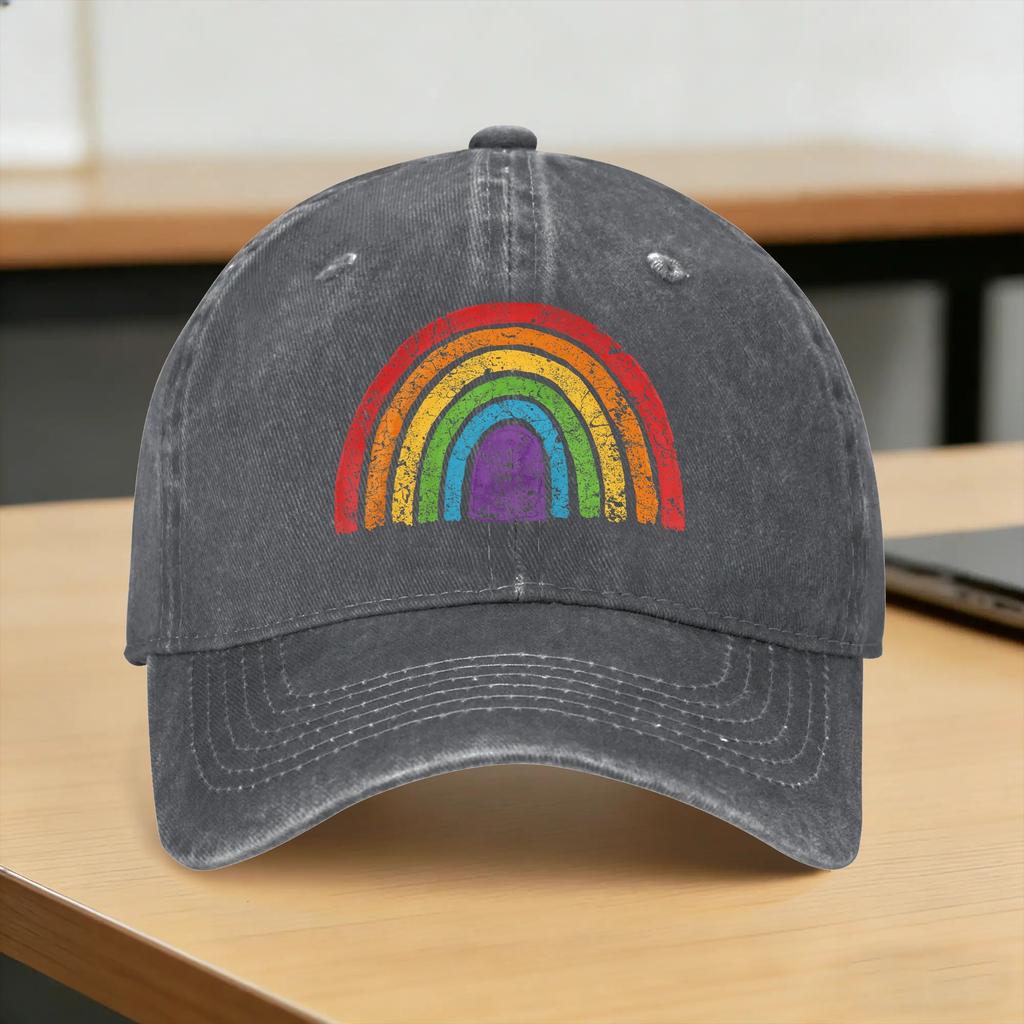 LGBTQ Rainbow Flag Gay Pride LGBT Awareness Ally Vintage Sun Baseball Cap Unisex-Teens Trucker Hat Breathable Baseball Caps