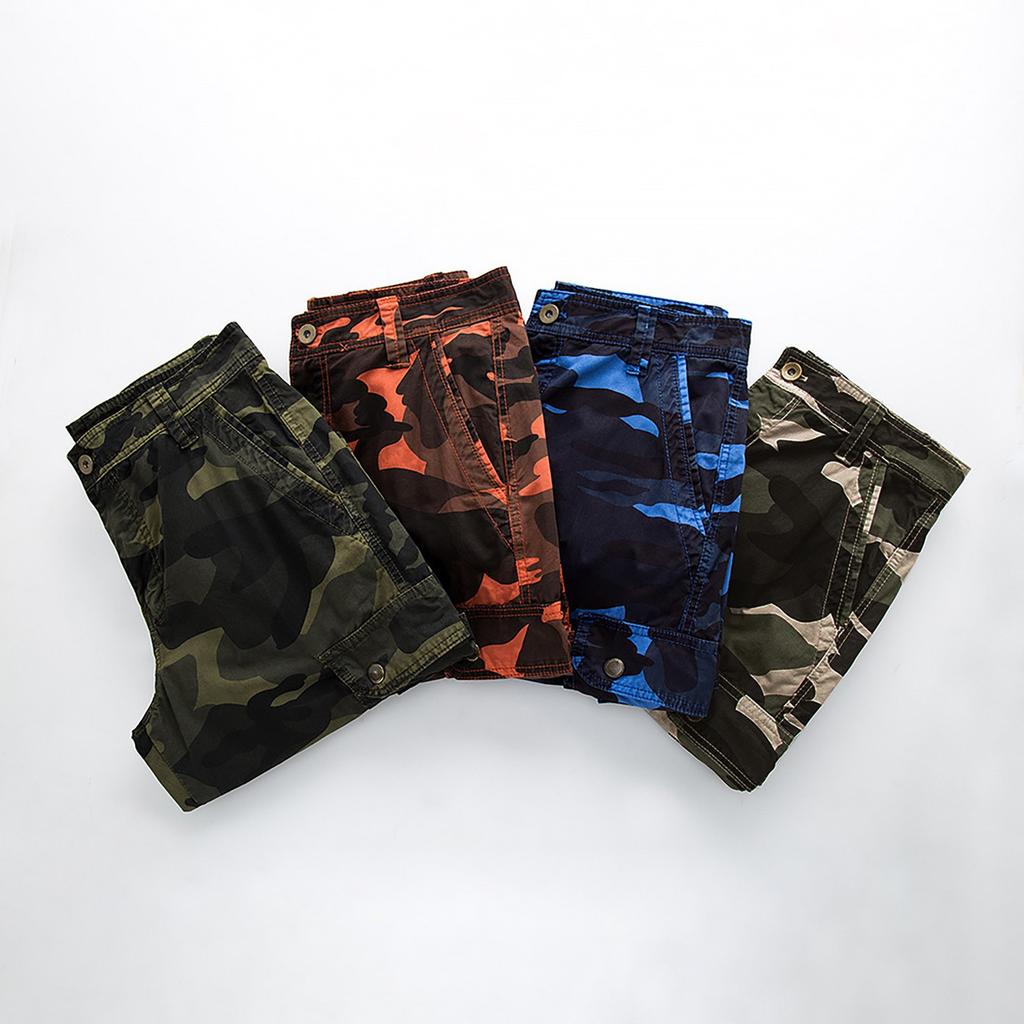Men's Fashion Camouflage Multi-Pocket Pants Cotton Shorts Overalls Shorts