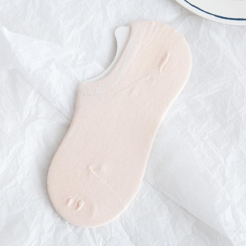 Ladies Spring and Summer Thin Lovely Trend Solid Color Breathable Invisible Cotton Socks