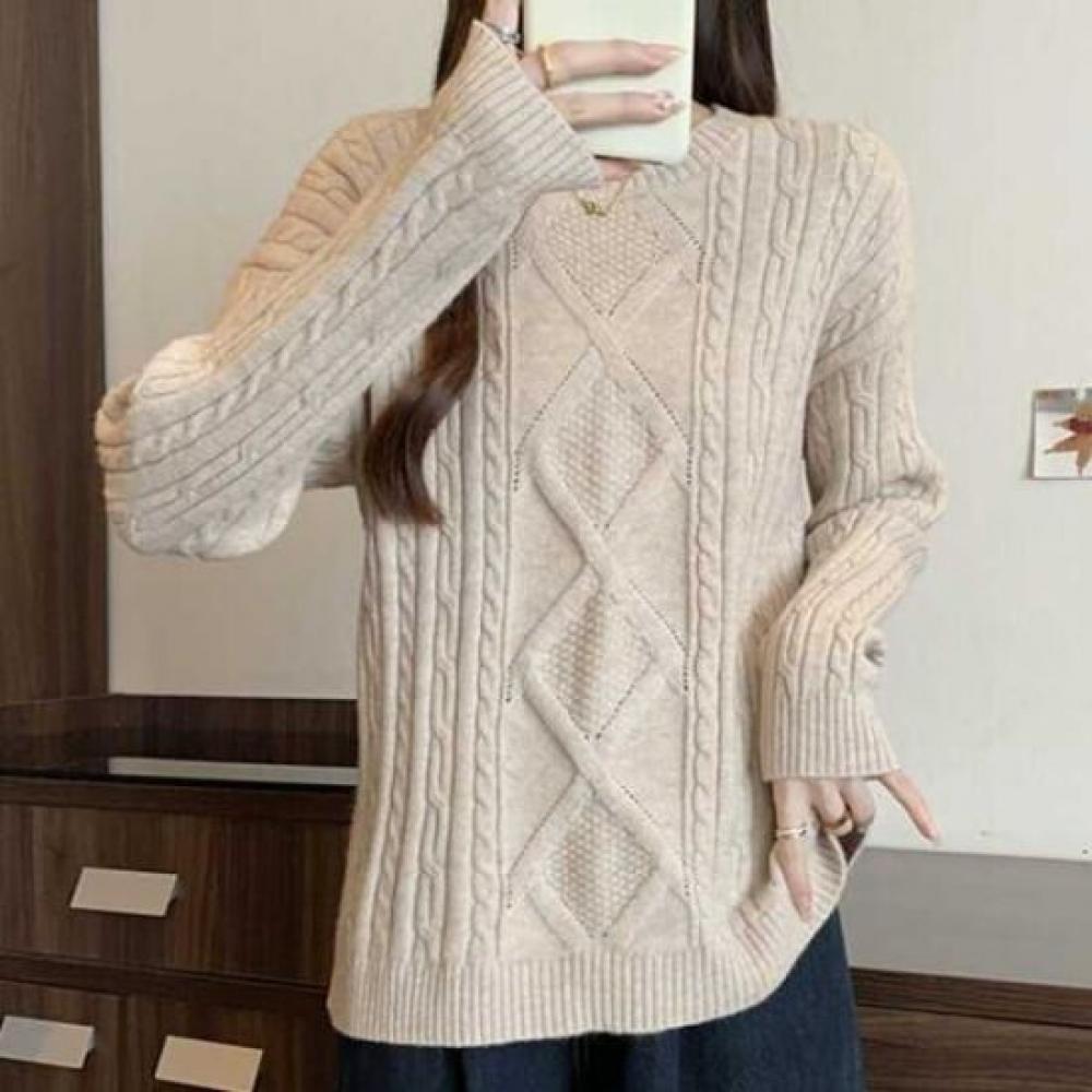 Navava Men S Cable Knit Round Neck Long Sleeve Knit Top Nk2424