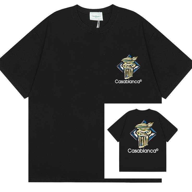 Grenzüberschreitend auf Lager exklusiv Casablanca Doppelgaze reine Baumwolle Unisex T-Shirt Hip-Hop lässig Kurzarm locker Rundhals