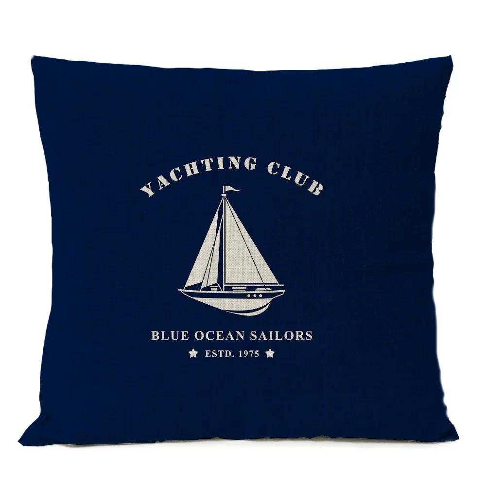 

45*45cm Print Pillow Cover Nautical Shell Fish Pillow Case Home Decorative Mediterranean Cushion for Home Decor Pillowcase 12x12Inch