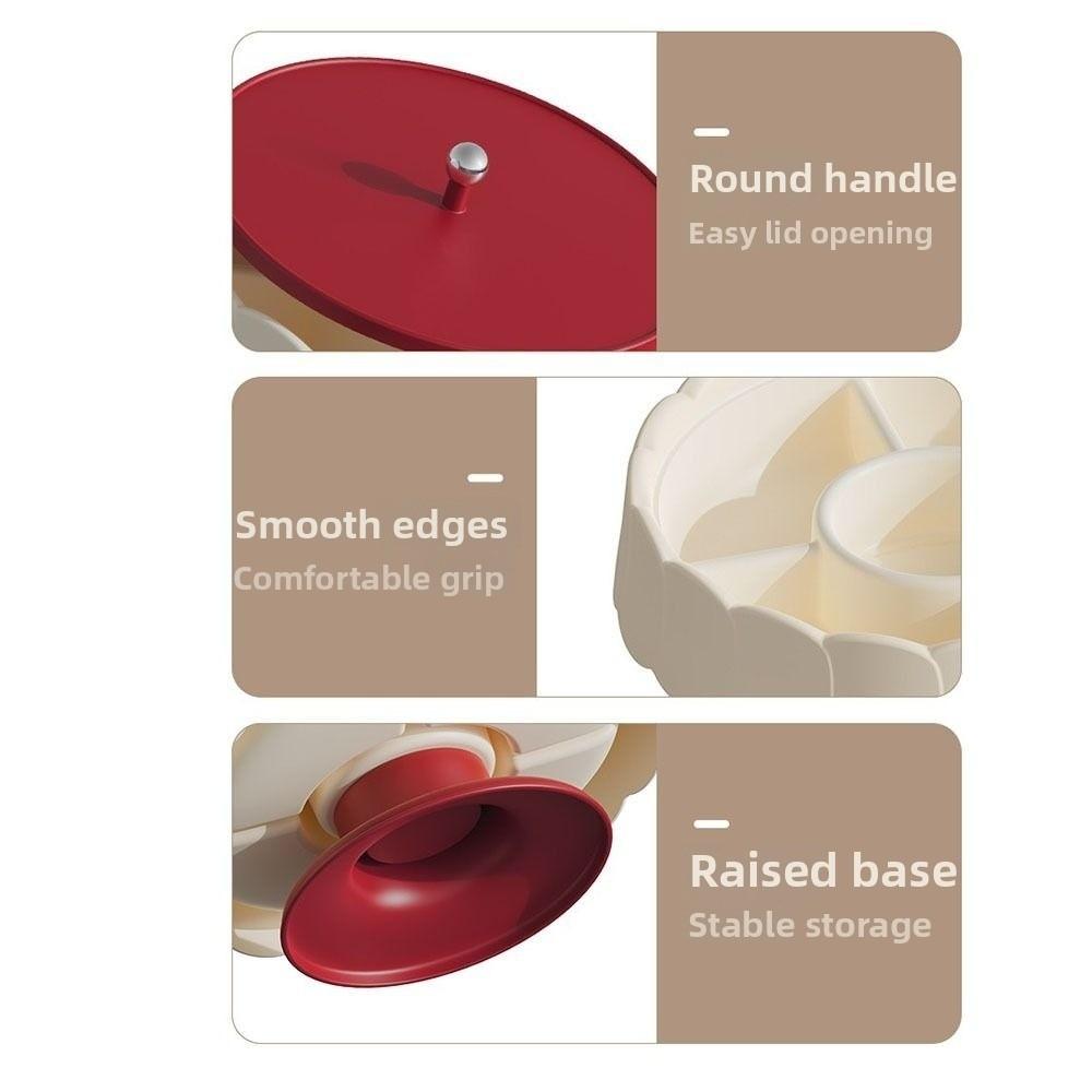 Multifunctional Red Snack Serving Tray with Lid Sealed Candy Box Dustproof Traditional Fruit Plate Party