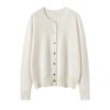 Women's 100% Pure Cashmere Loose Round Neck Cardigan - Autumn/Winter Fashion Solid Color Knit Sweater.