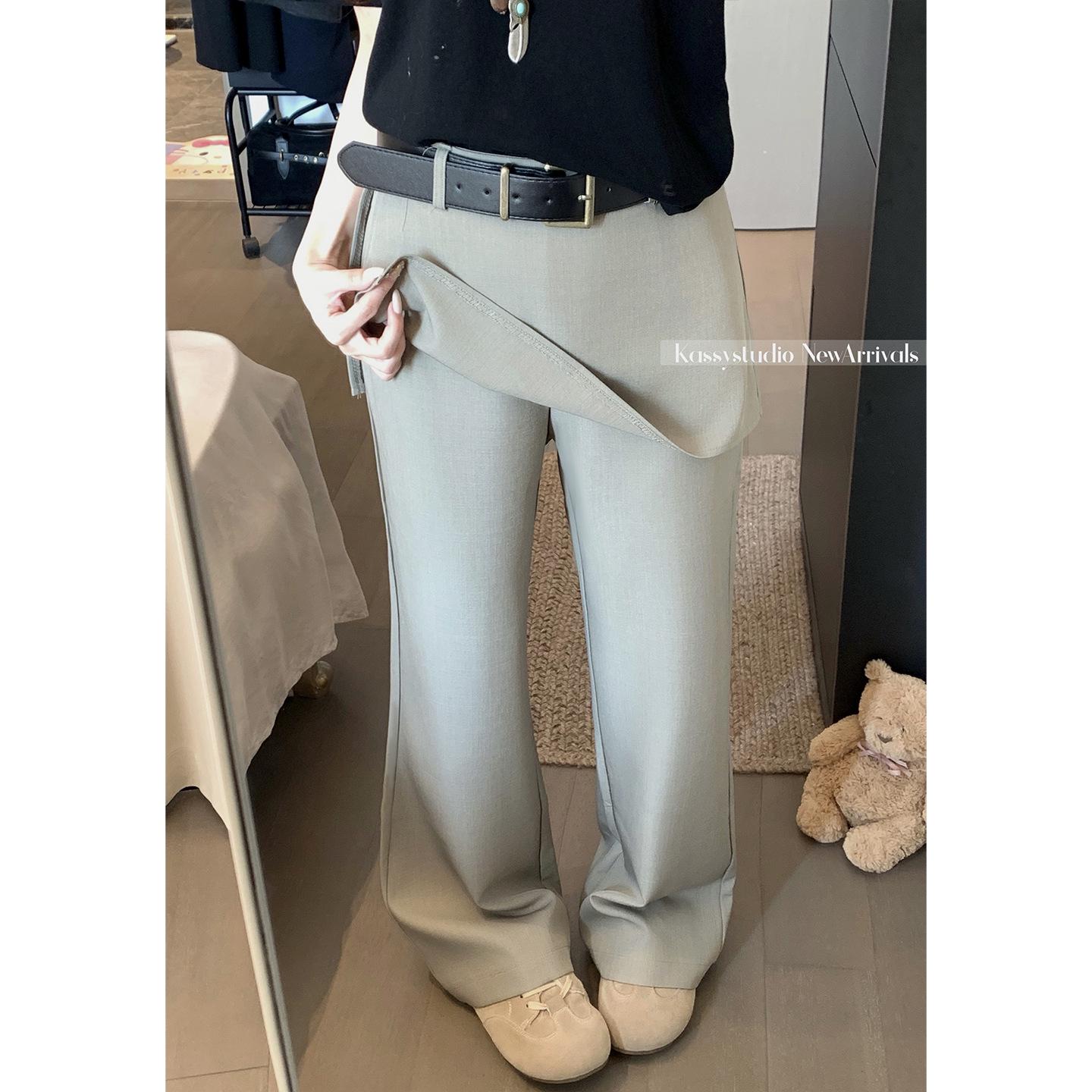 

Women s Lazy Style Zipper Wide-Leg Two-Piece Suit Pants - Spring 2026 Fashion XL хакі