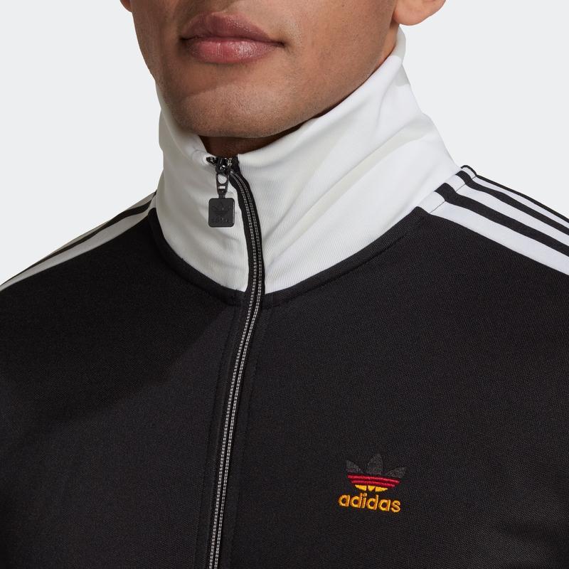 Adidas Originals Beckenbauer Full Zip Stand Collar Track Jacket Men Black White Red Gold HK7408