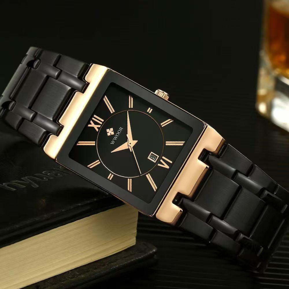 WWOOR Top Brand Luxury Steel Strap Business Quartz Watch Men Casual Waterproof Sports Watch