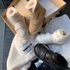 [uing] Leather Velcro Snow Boots Women's Short Boots Warm Cotton Boots Cotton Shoes New In Autumn and Winter