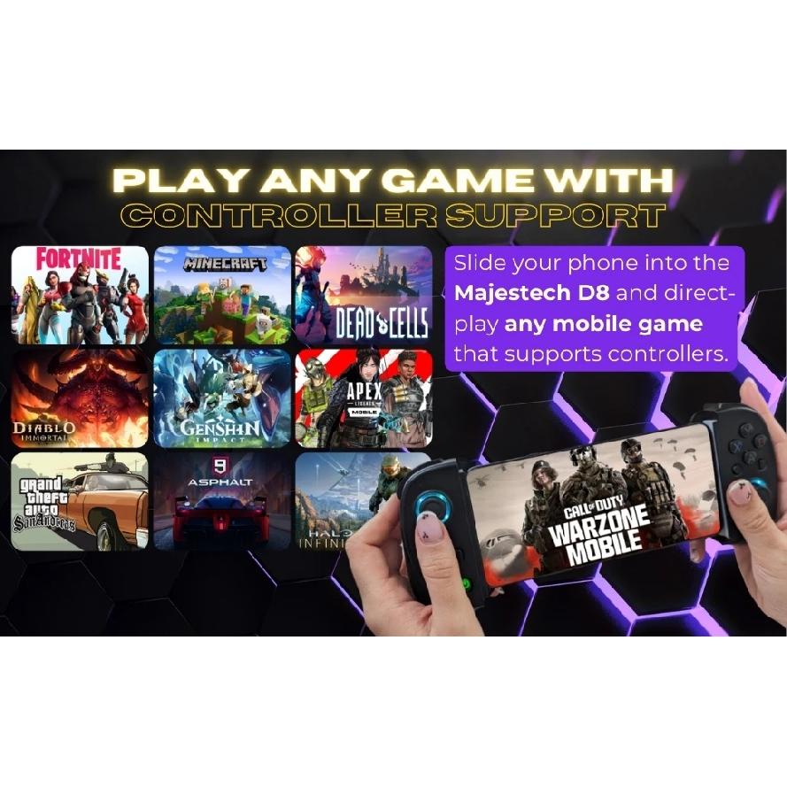 Mobile Gaming Controller with Hall Effect Joystick & RGB, for iPhone/Android/iPad/Tablet, Cloud Gaming & Remote Play