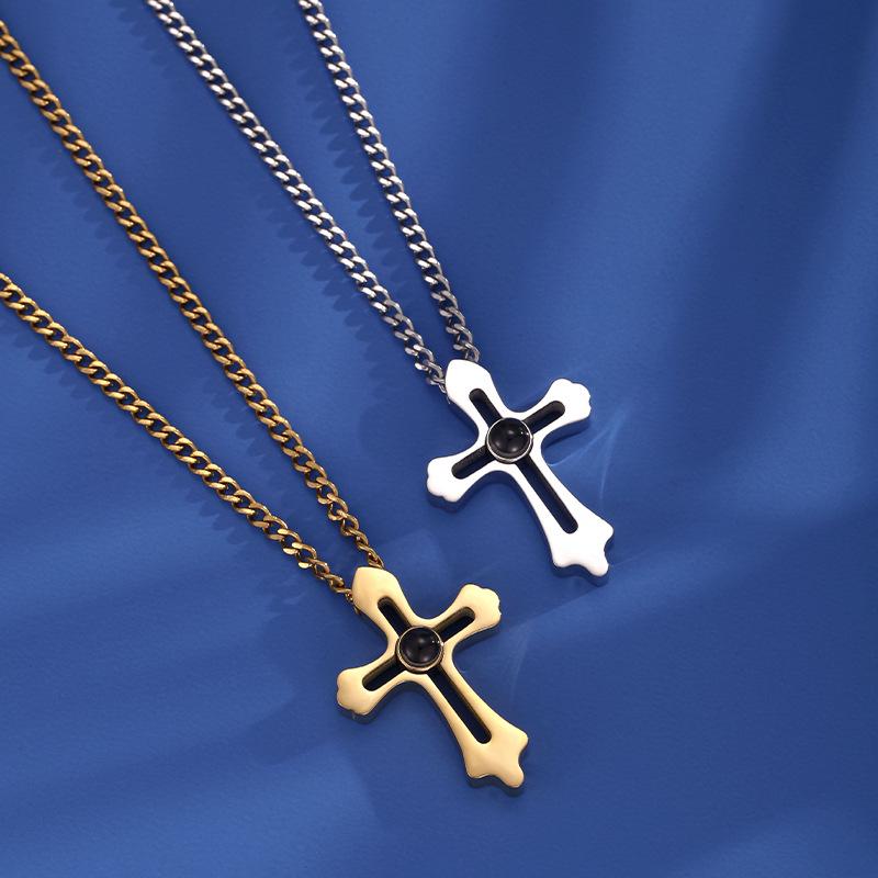 100 Languages 'I Love You' Cross Projection Necklace - Customizable Color Picture Pendant, Popular In Europe and America