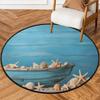 Nordic Round Rug Orange Gray Woven Texture Carpet Non Slip Floor Mat For Living Room Bedroom Home