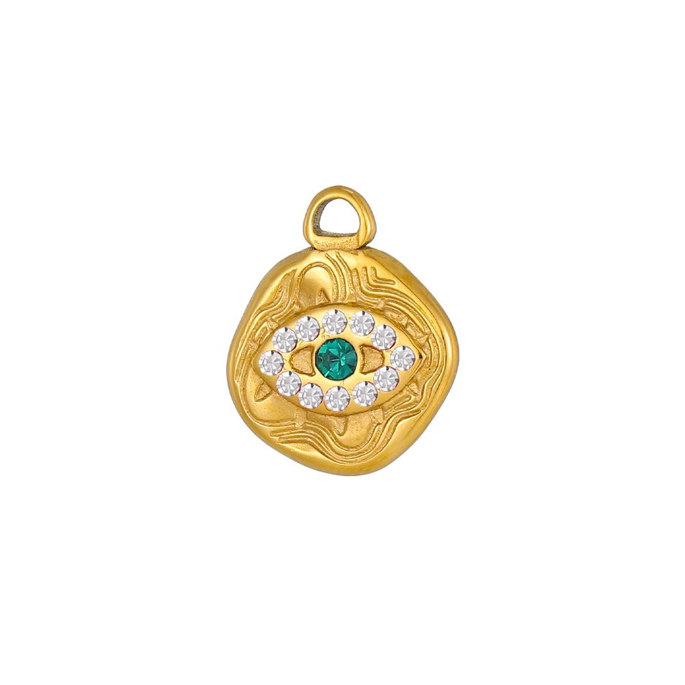 CARLIDANA Fashion Jewelry Pendants Charms Gold Plated Colorful Zircon Evil Eye Stainless Steel Charms for Jewelry Making