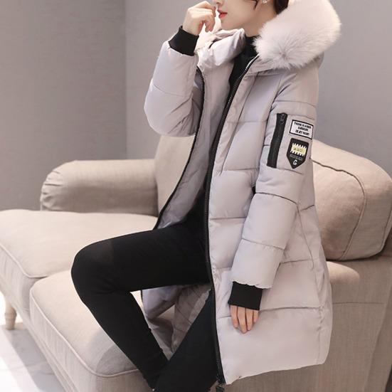 Cappotto invernale da donna in cotone Imbottito imbottito imbottito con cappuccio di media lunghezza antivento caldo tasche con cerniera Zip manica lunga tinta unita Slim Fit Lady