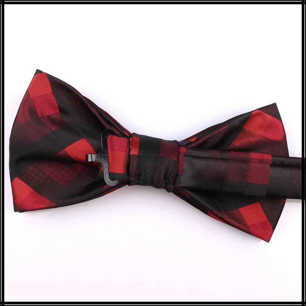 [White Fang] Bow Tie, Check Pattern, Polyester, FormalCasual, Stylish, Men's NC041 (Red)