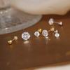 High Quality 3mm 4mm 5mm Little Zircon Stud Earrings for Women Exquisite Silver Color Stainless Steel Piercing Earring Jewelry