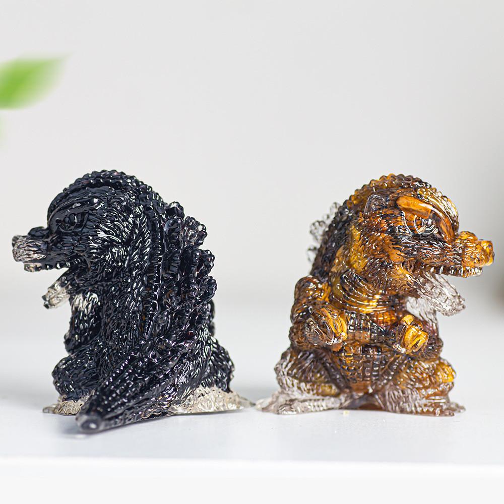 Godzilla Resin Crystal Figurine With Natural Gemstone For Home Decor And Giftgiving