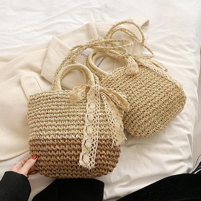 Holiday Wind Grass Bag Summer High Capacity Woven Crossbody Bag Carrying Vegetable Basket Beach Bag