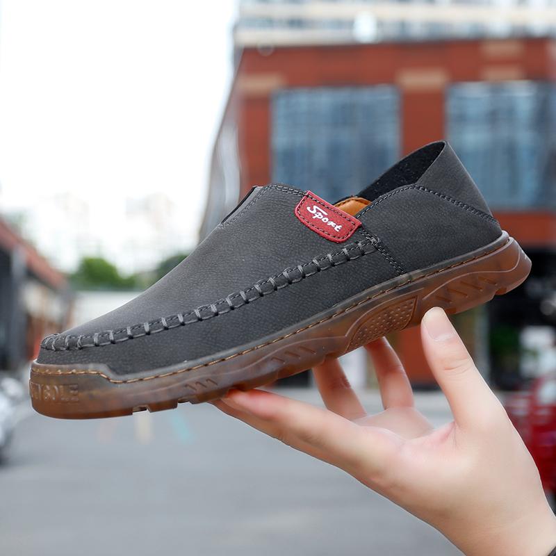

Men Leather High Quality Business Fashion Casual Shoes Handmade Men Genuine Leather Driving Shoes 47 серый