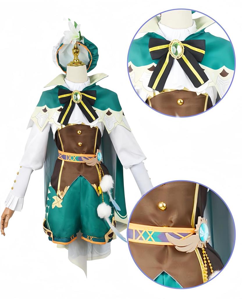 [NOKIJP] Genshin Impact Venti Cosplay Costume, Wind-Colored Poet (Venti, XXL)