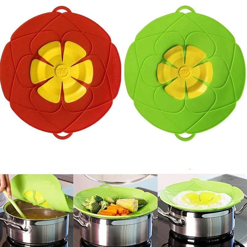 Silicone Lid Spill Stopper Cover Pot Pan Cover Kitchen Accessories Flower Shape Cookware Cooking Tools Kitchen Gadgets