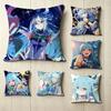 Fantasy Anime KKonoSuba AAqua Square DoubleSided Printed Pillow Case Bedroom Bedside Pillow Sofa Cushion Cover