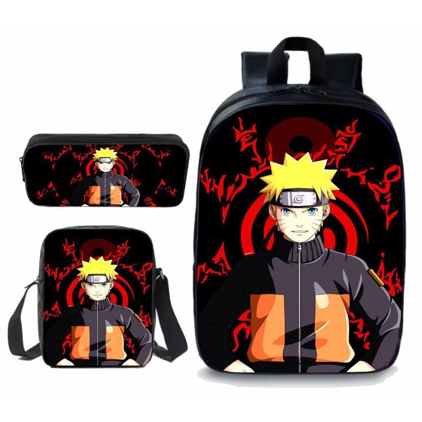 New Naruto backpack trendy backpack European and American retro peripheral cartoon schoolbag