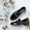 British style velvet small leather shoes women's 2025 spring and autumn new professional work women's shoes mid-heel heightened black loafers