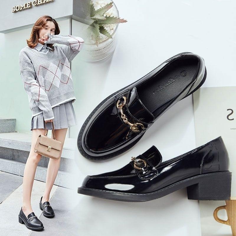 British style velvet small leather shoes women's 2025 spring and autumn new professional work women's shoes mid-heel heightened black loafers