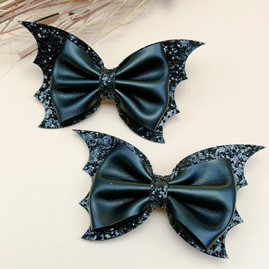 2/6Pcs Halloween Hair Clips Bat Wing Design Shiny Hairpin Women
