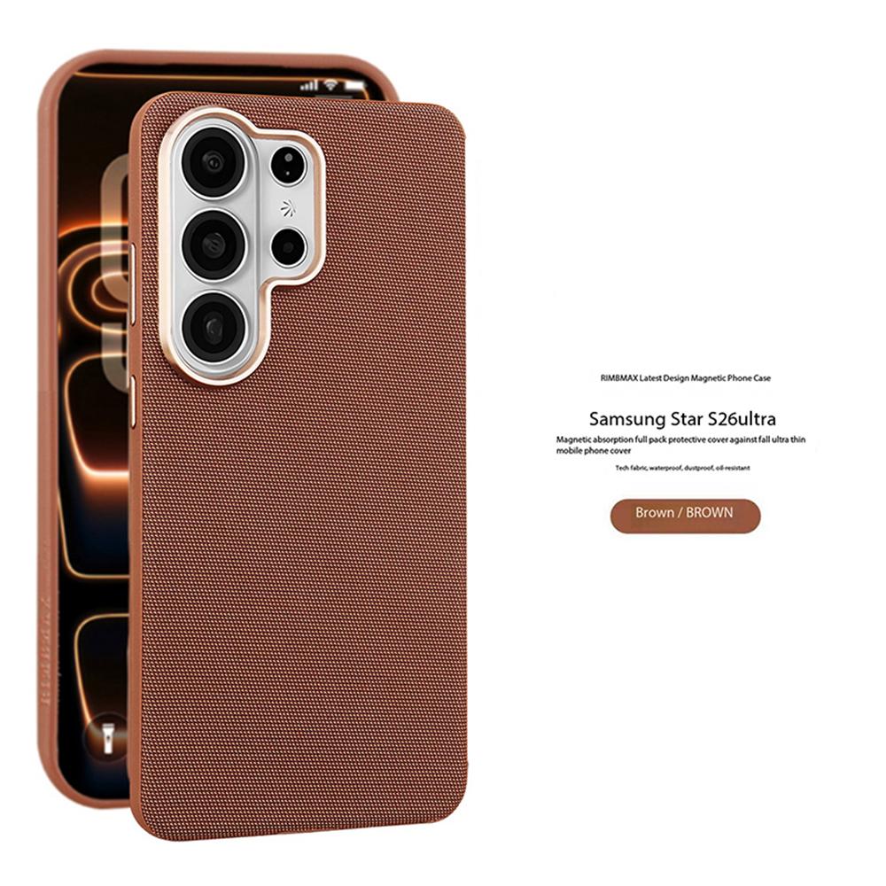 Original Techology Woven Fabric Phone Case for Samsung Galaxy S26 Edge S25 S24 Ultra S23 for Magsafe Magnetic Matte Solid Cover Galaxy S26 коричневый
