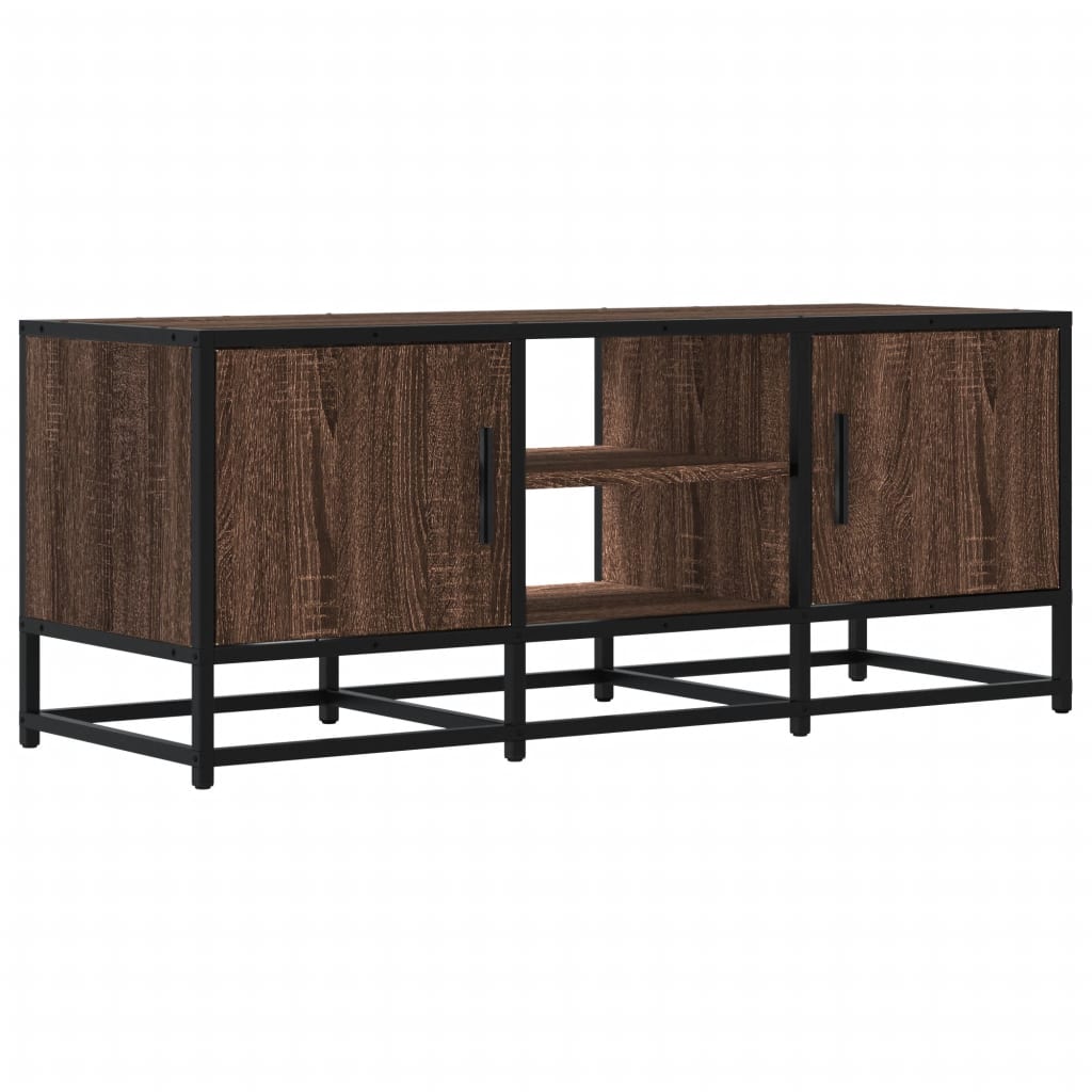 TV Stand in Oak Effect 100 x 35 x 41 cm Engineered Wood and Metal