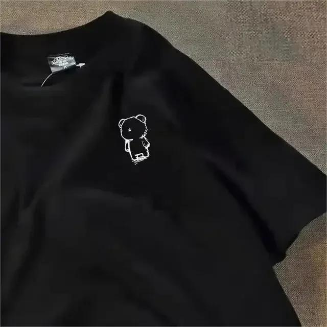 Sommer Kurzarm T-Shirt für Damen Amerikanischer Casual-Stil locker und einfach Baumwoll-T-Shirt