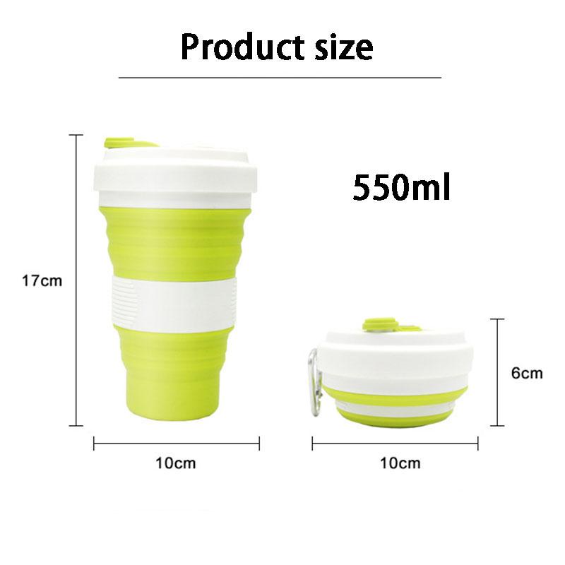 1Pcs 550ml 5 Color Creative Practical Portable Silicone Folding Cup Telescopic Drinking Coffee Cup Travel Work Essential Goods