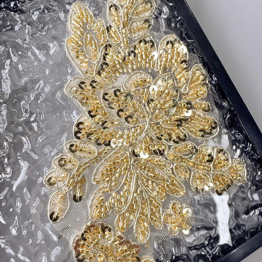 Gold Handmade Beads, Car Bone Line, Flower Clothing, Dress, Performance Clothing, Decorative Accessories, Cloth Stickers, Accessories