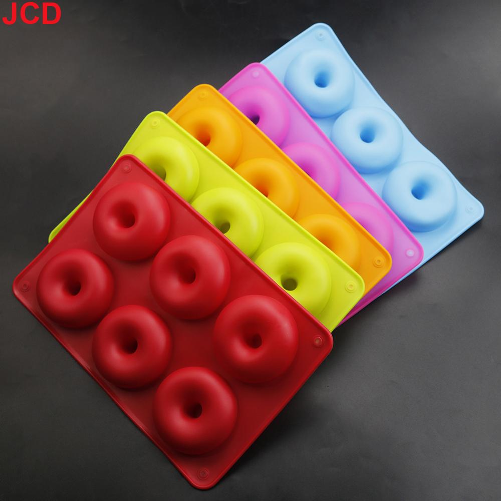 JCD 6 Holes Silicone Donut Mold Bagel Pan Non Stick Baking Heat Resistance Mini Cupcake Mould Doughnut Maker Pan Baking Tool