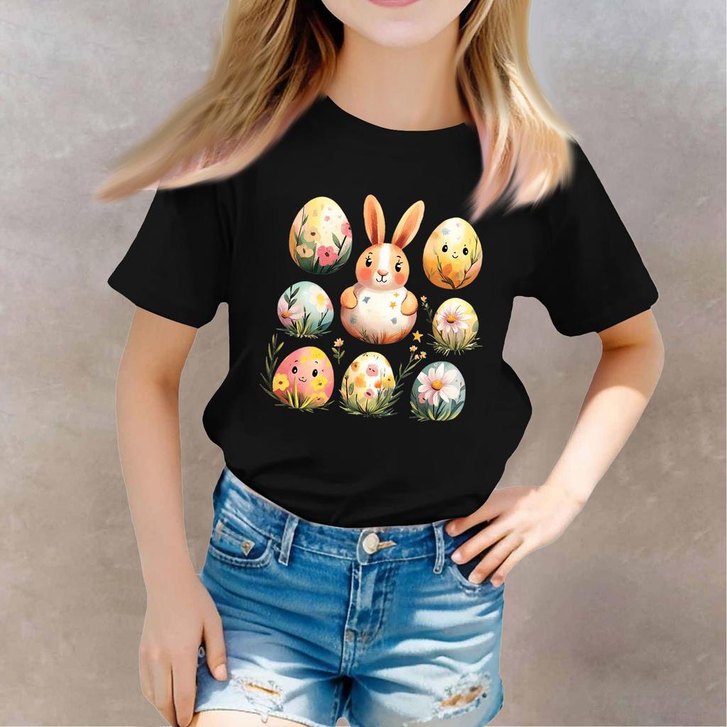 პატარა გოგონას ბიჭის მაისურები საბავშვო ტოპი ბიჭებისთვის და გოგონებისთვის პრინტიანი მოკლემკლავიანი მაისური