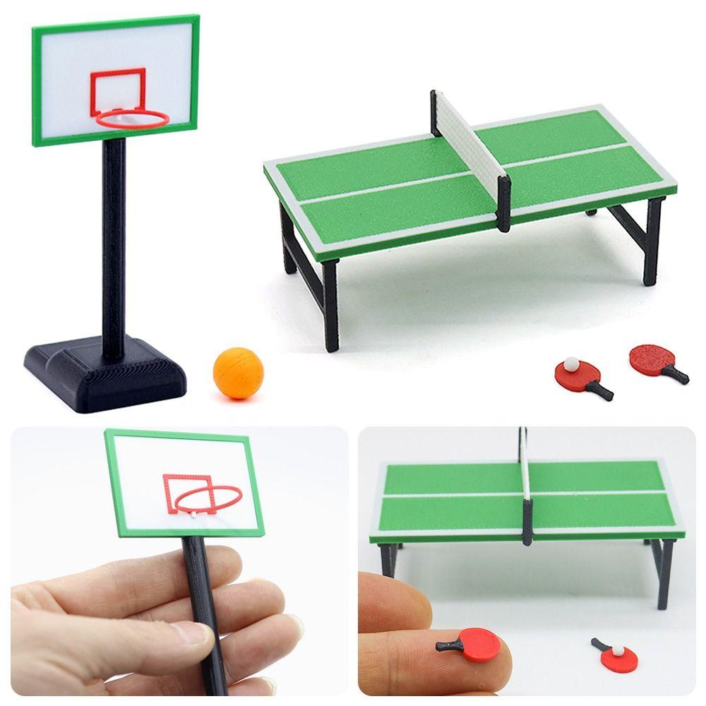 1/12 Doll Basketball Hoop Scene Model Mini Ping Pong Table Funny Doll House Sport Equipment  Gift