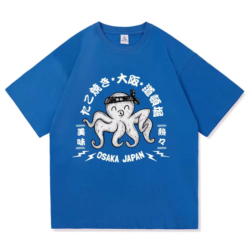 Funny Osaka Dotonbori T Shirt Fashion Men/Women Retro Takoyaki Osaka Drunken Octopus T-Shirt Unisex Vintage Cotton Tees Shirts